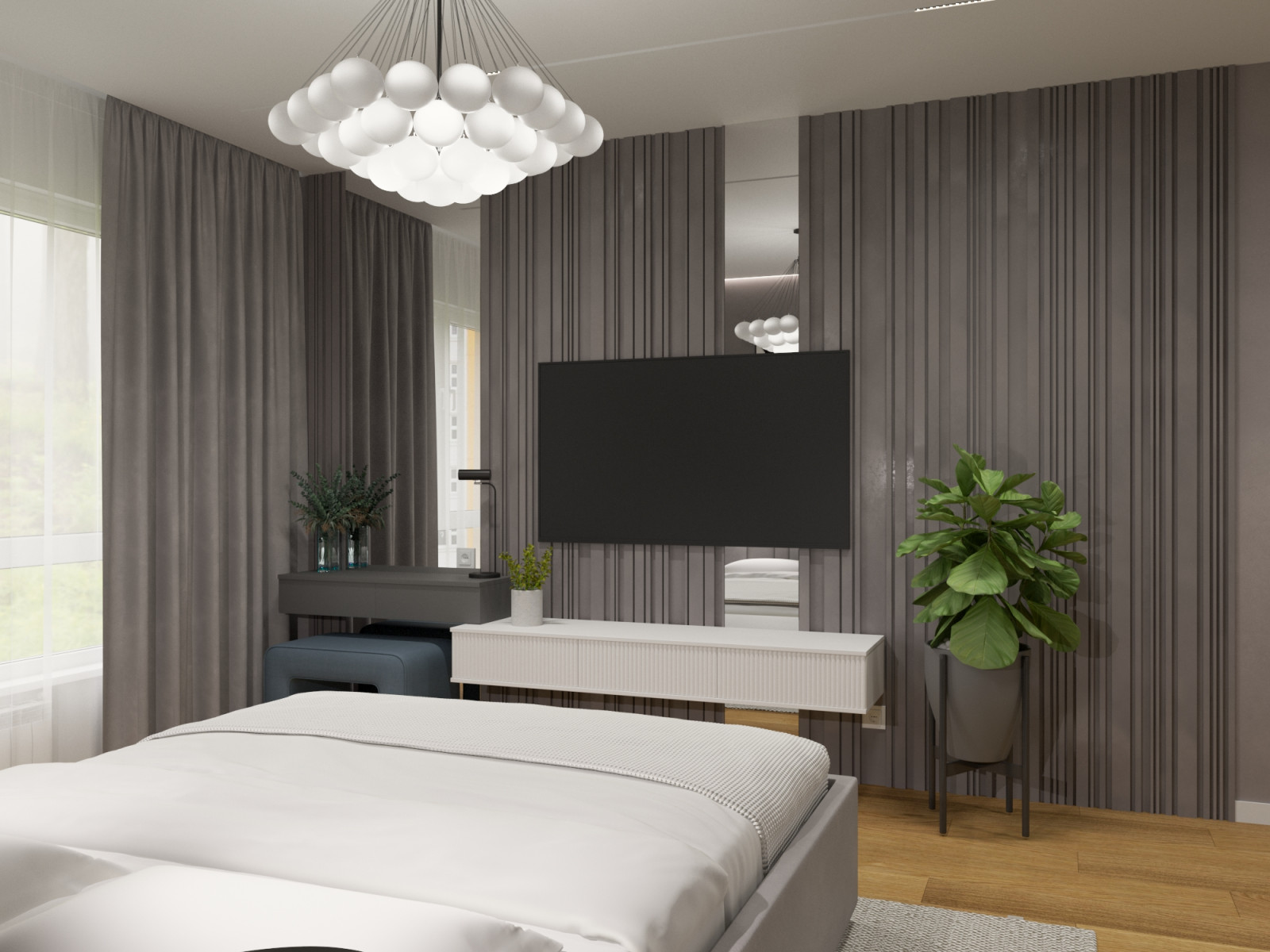 Квартира в современном стиле с синим акцентом