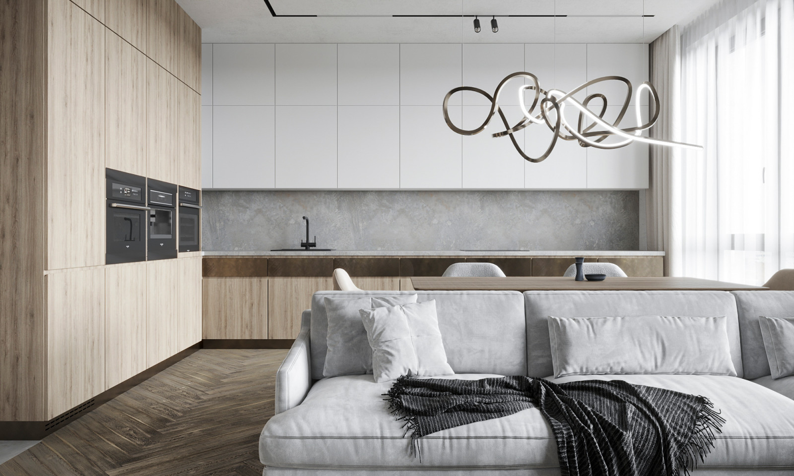 Общественное пространство квартиры 91 кв.м.