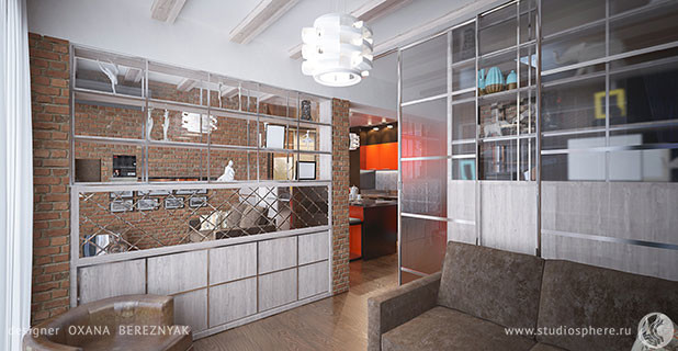 Яркий лофт для молодой семьи