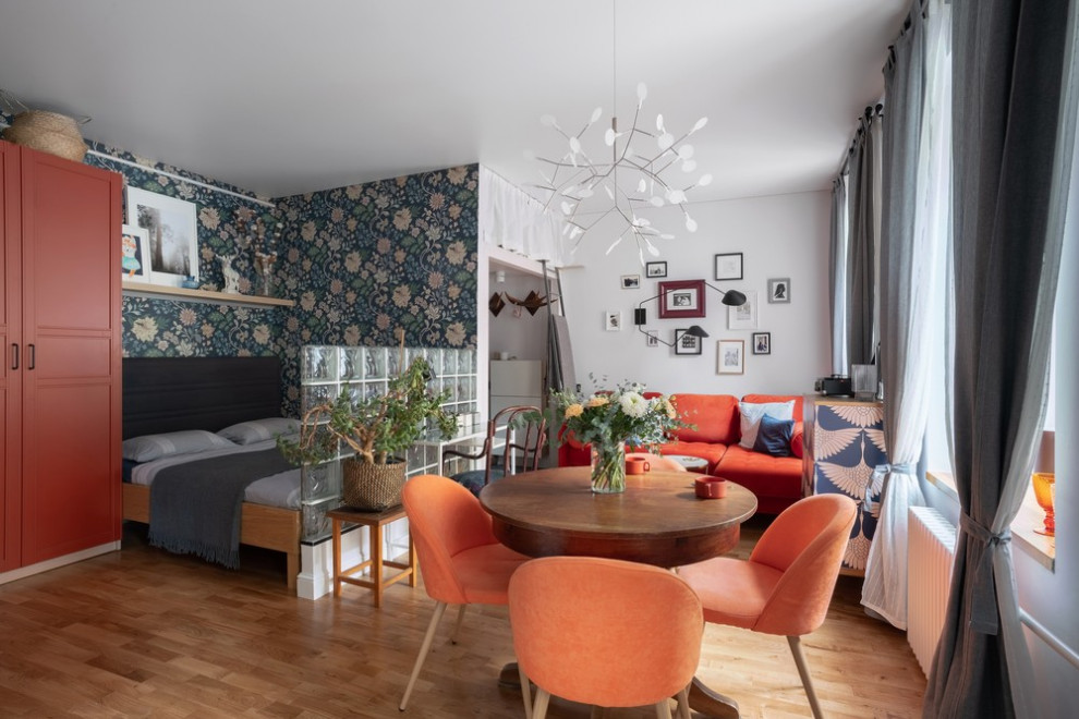 Уютная квартира для девушки. Оранжевый и синий