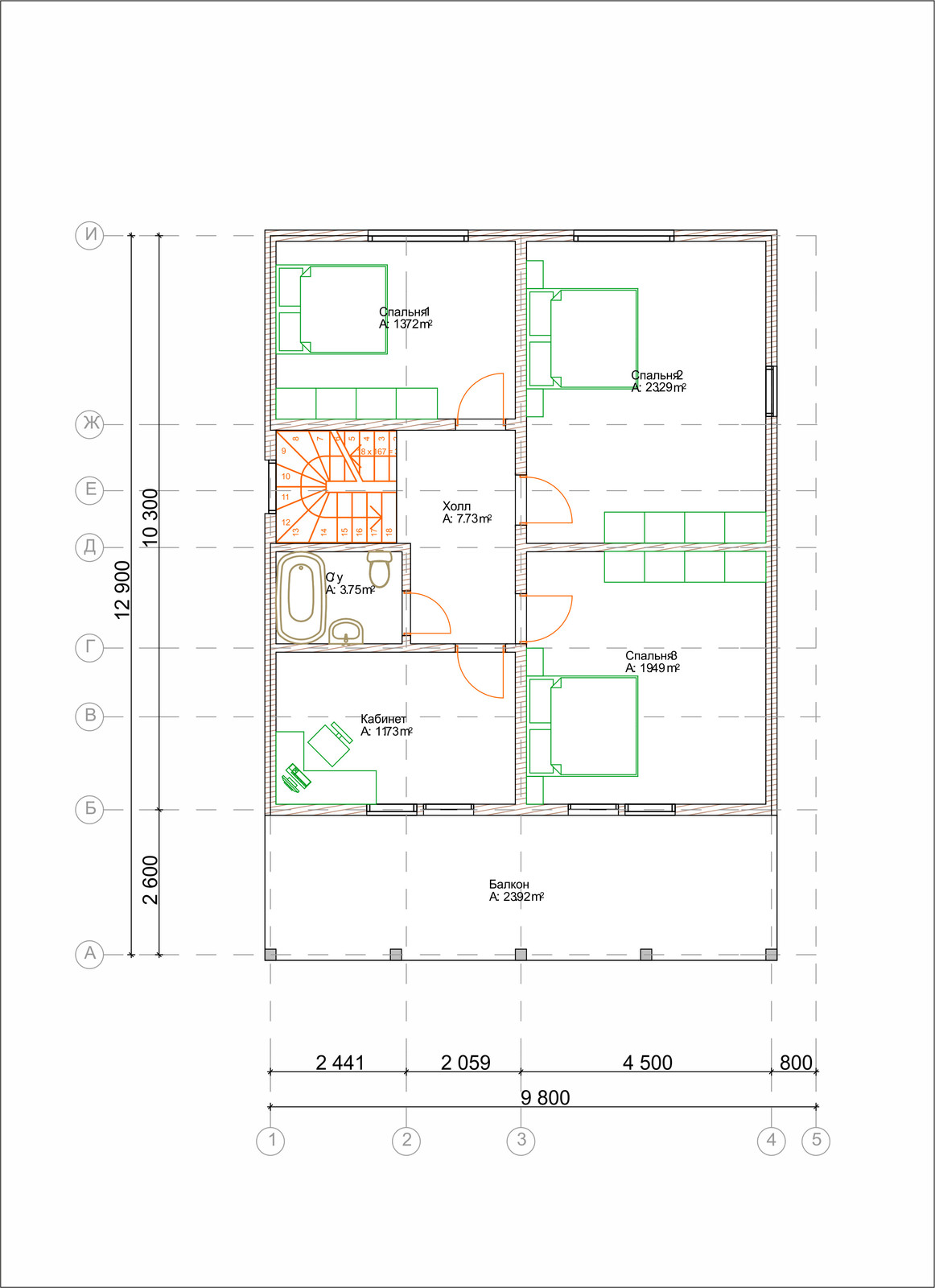 Проект каркасного дома 214 м2 - 2 этажа