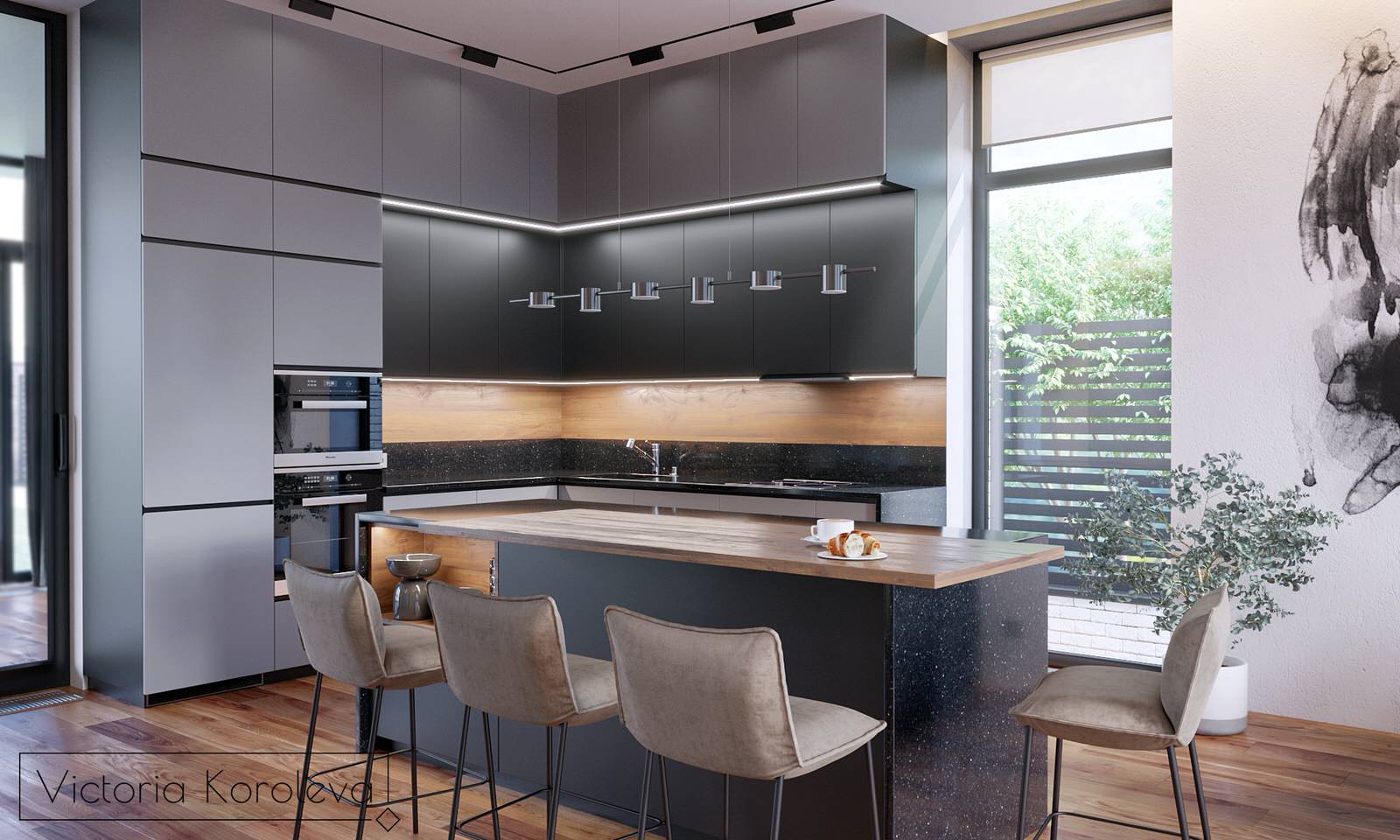 1 этаж частного дома. Гостиная-кухня-столовая.