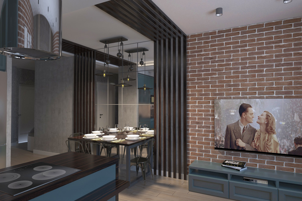 Обложка проекта: кухня-гостиная лофт