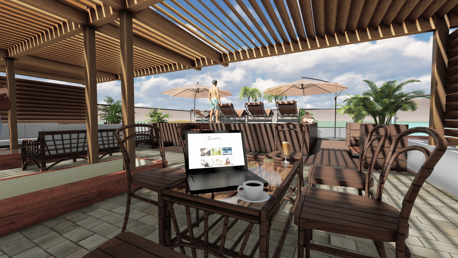 Проект организации пространства эксплуатируемой кровли в Сочи (руч.Видный)