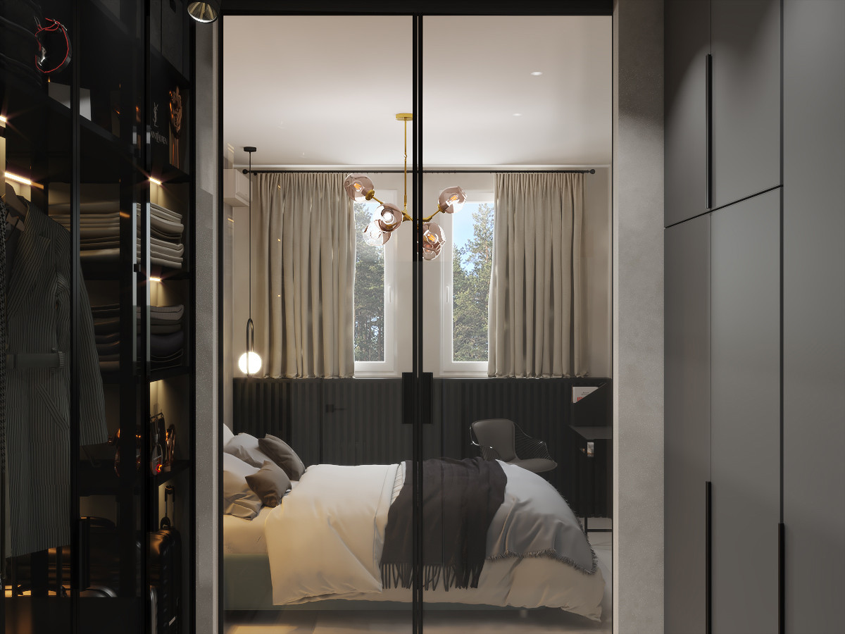 Обложка проекта: Спальня с выходом в гардероб
