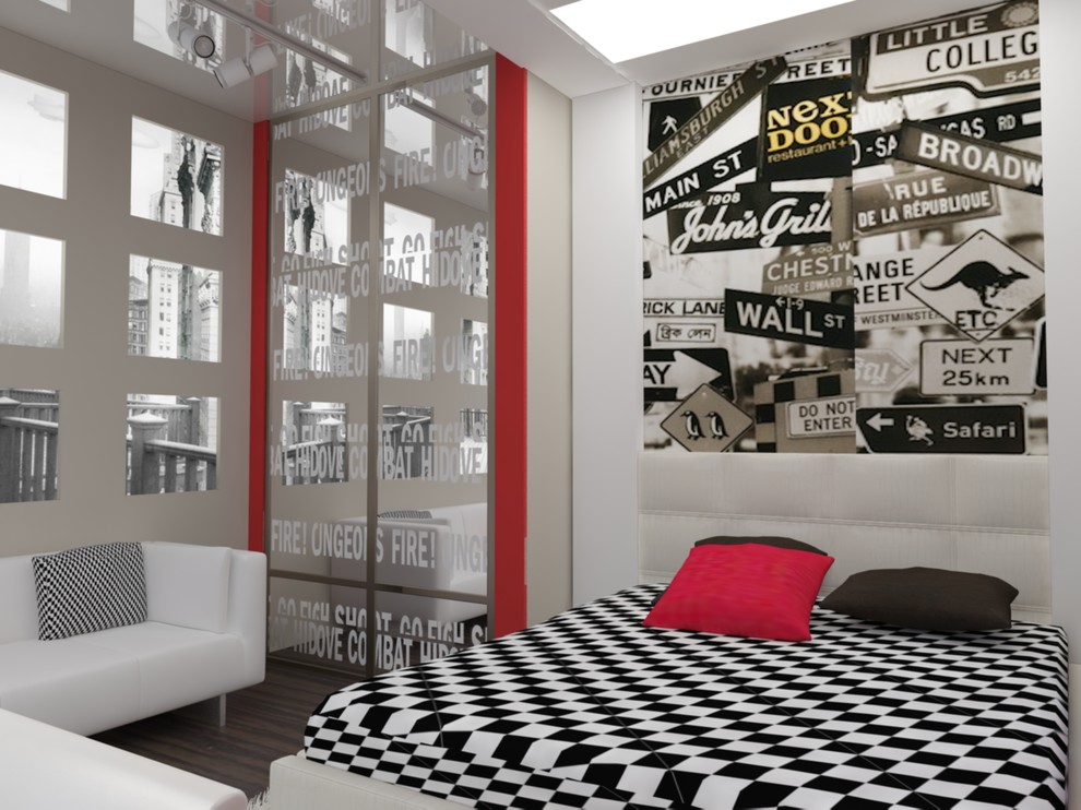 Интерьер загородного дома с красными акцентами