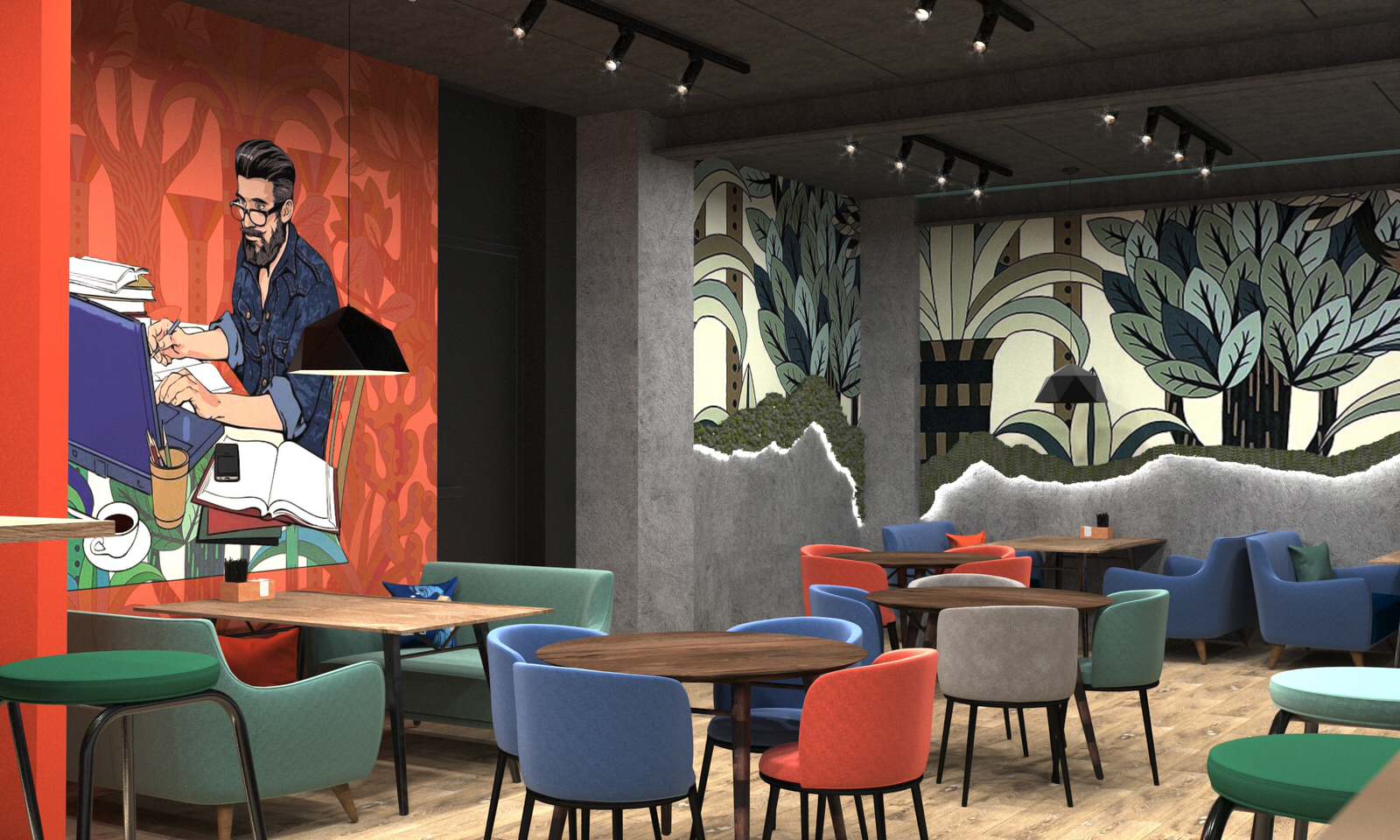 Интерьер кафе-столовой для IT-компании SITESOFT