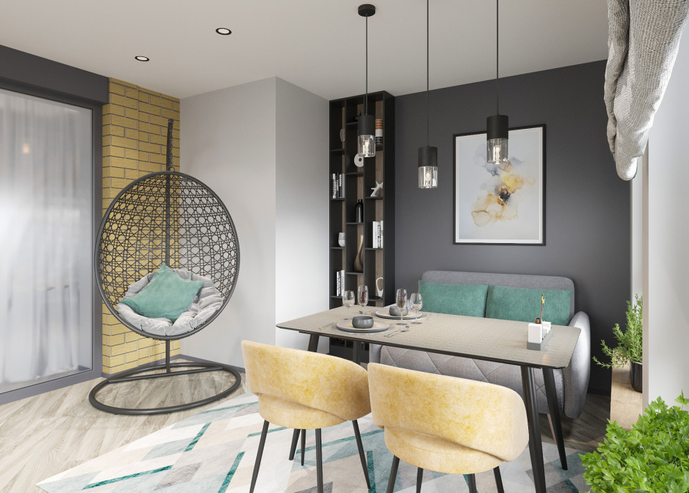 Кухня, гостиная и веранда жилого дома