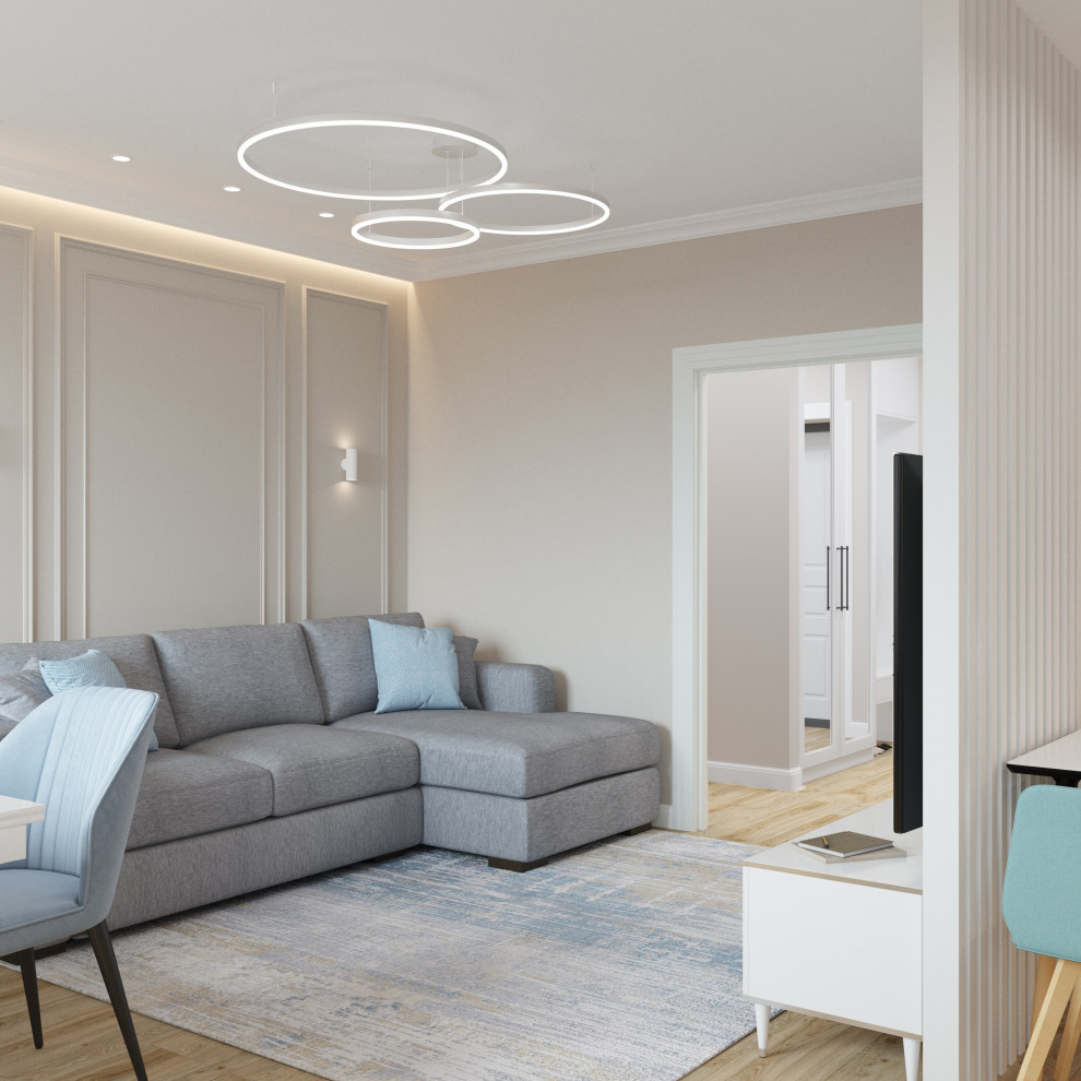 Квартира на Взлетной - гостиная-кухня