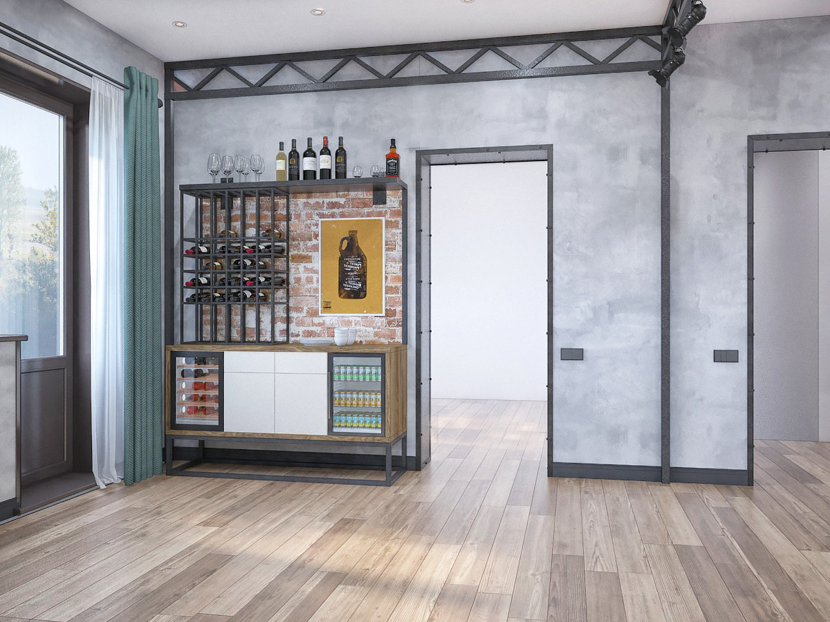 Гостиная в лофт-стиле