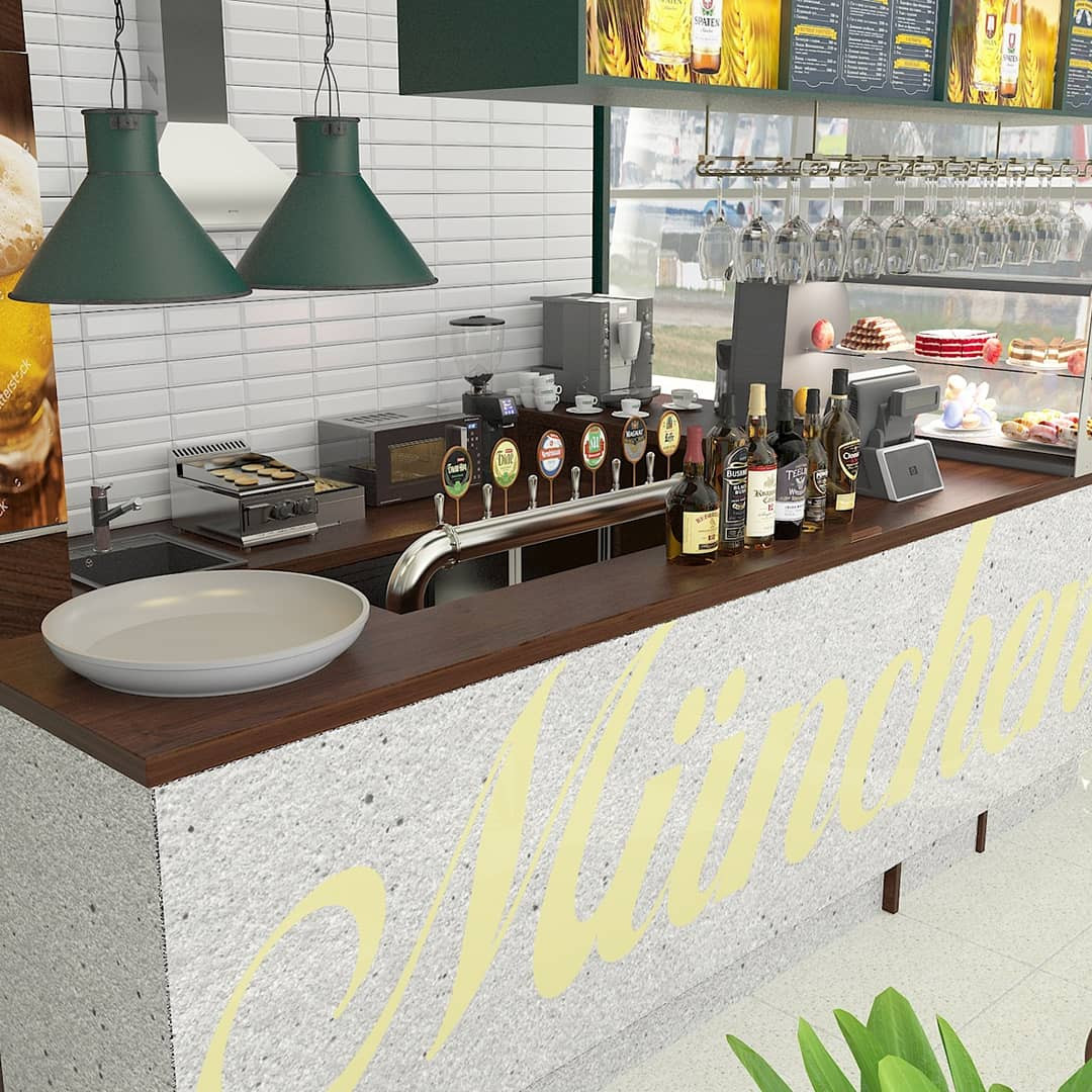 Мы разработали современный дизайн острова «SPATEN HAUS» для Международного аэроп