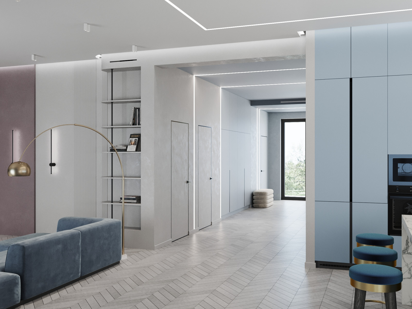 Дизайн-проект дома в голубых тонах