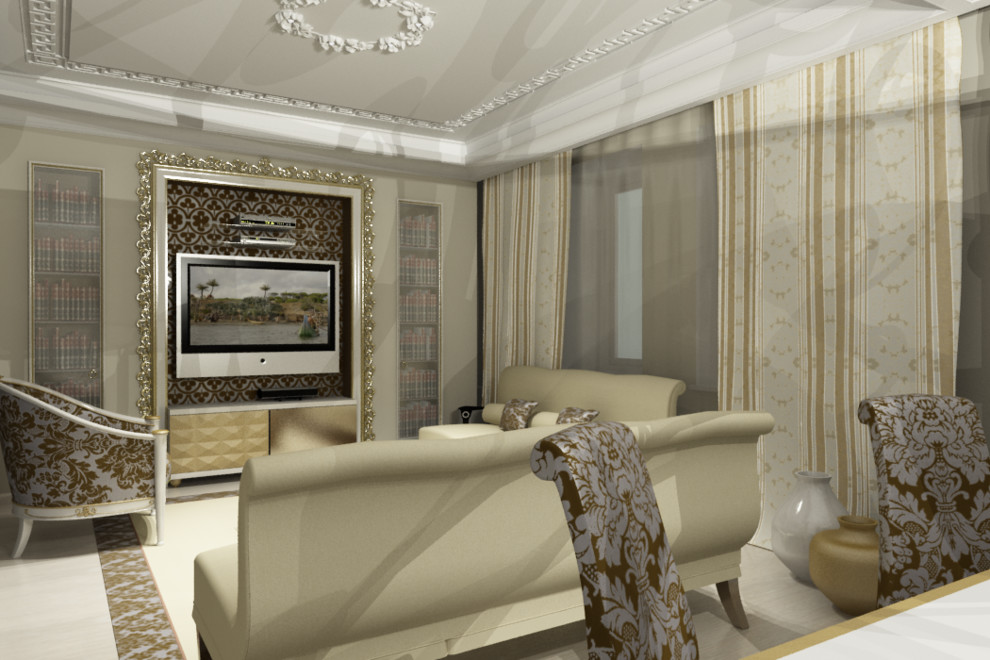 Обложка проекта: гостиная в стиле Фьюжн