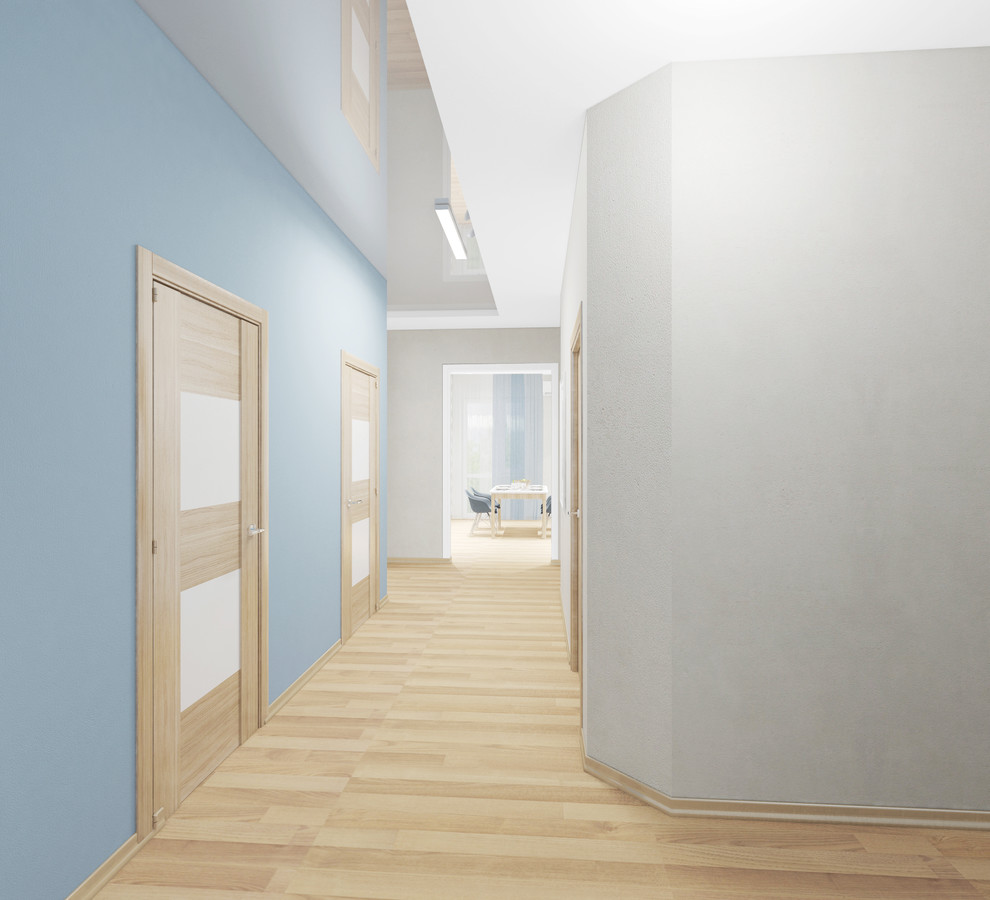 Светлый интерьер квартиры в голубых тонах