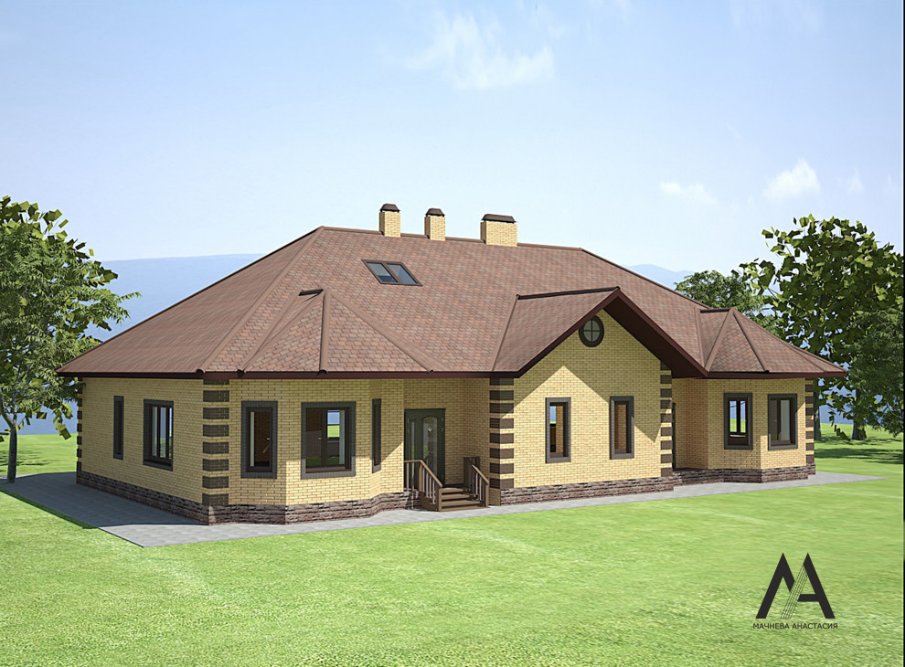 Обложка проекта: Эскизный проект экстерьера коттеджа, Омск, п.Чукреевка