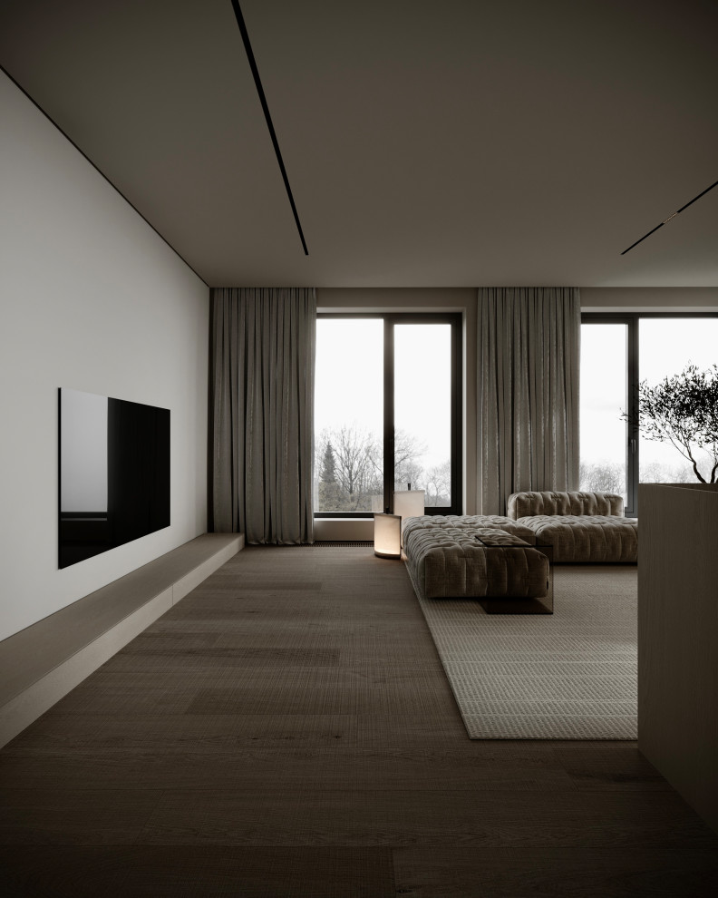 Концепт гостиной для двухкомнатной квартиры в Подмосковье