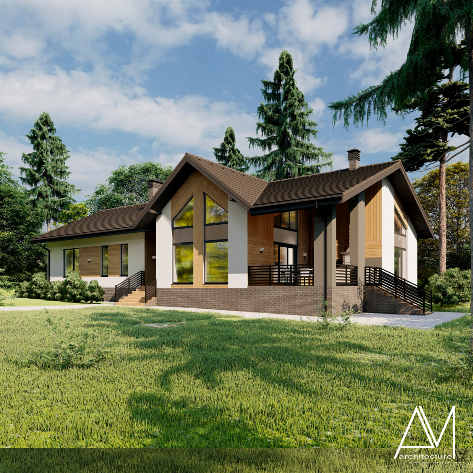 Обложка проекта: Одноэтажный дом с сауной