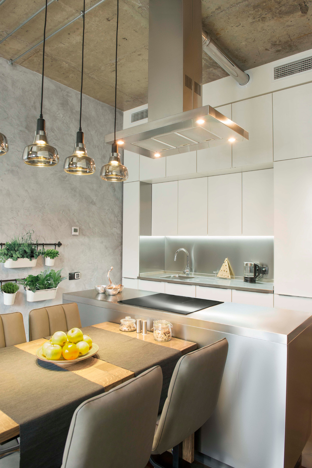 LOFT + кухня из нержавеющей стали