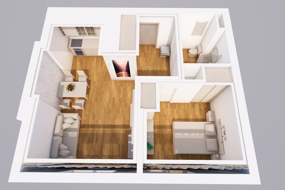 Планировочное решение однокомнатной квартиры в ЖК "Видный берег"