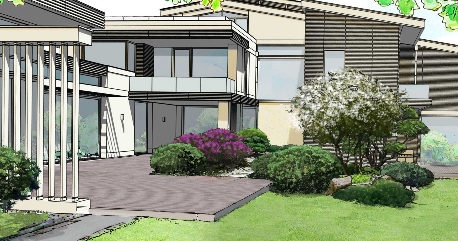 Сад на склоне с водопадом. Кристалл Истра. 2015 г