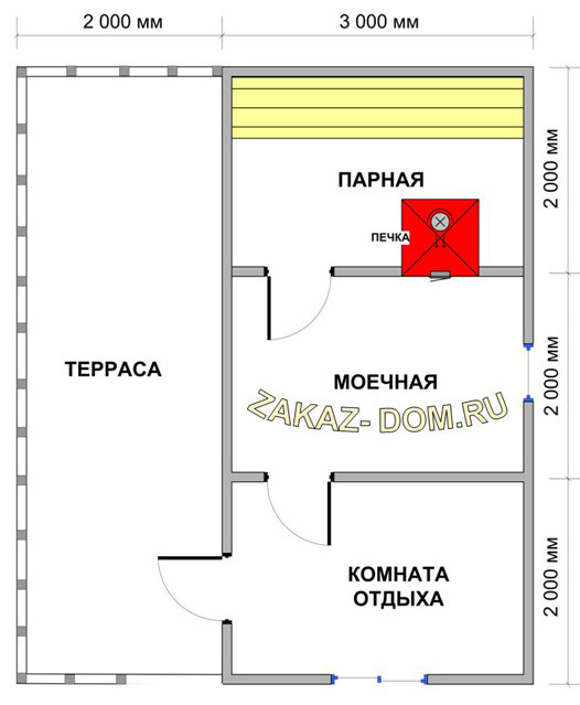 Баня из профилированного бруса (5х6 м) - Проект № Б-15
