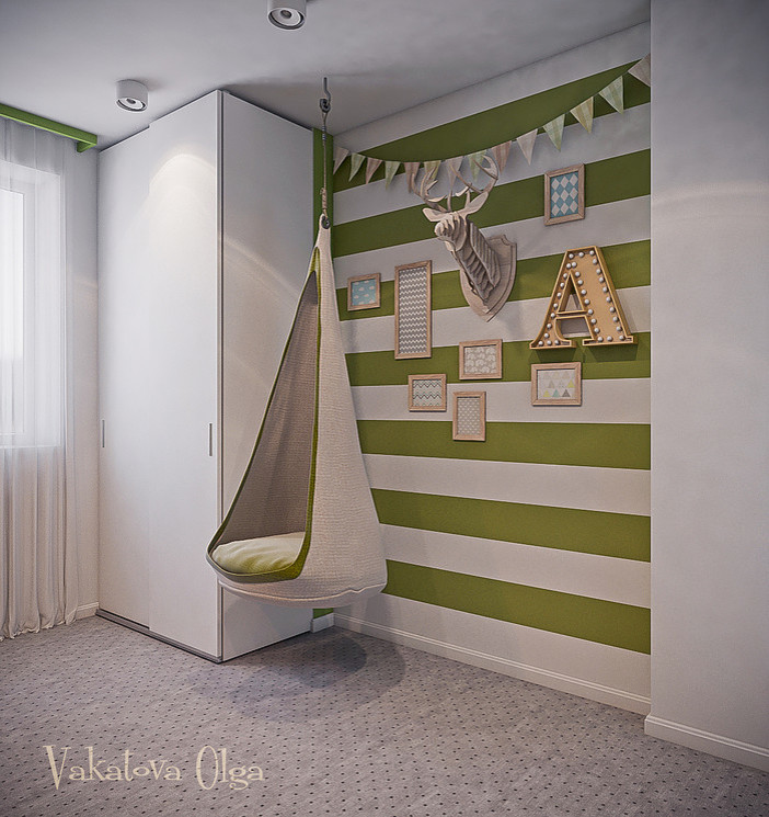 Интерьер  детской мальчика  в стиле минимализм.