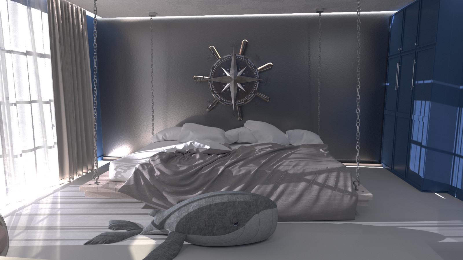 Barcelona project children's room in the style of the sea