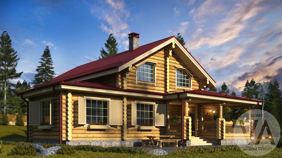 Визуализация проектов из бревна, клееного бруса, каркасных домов.