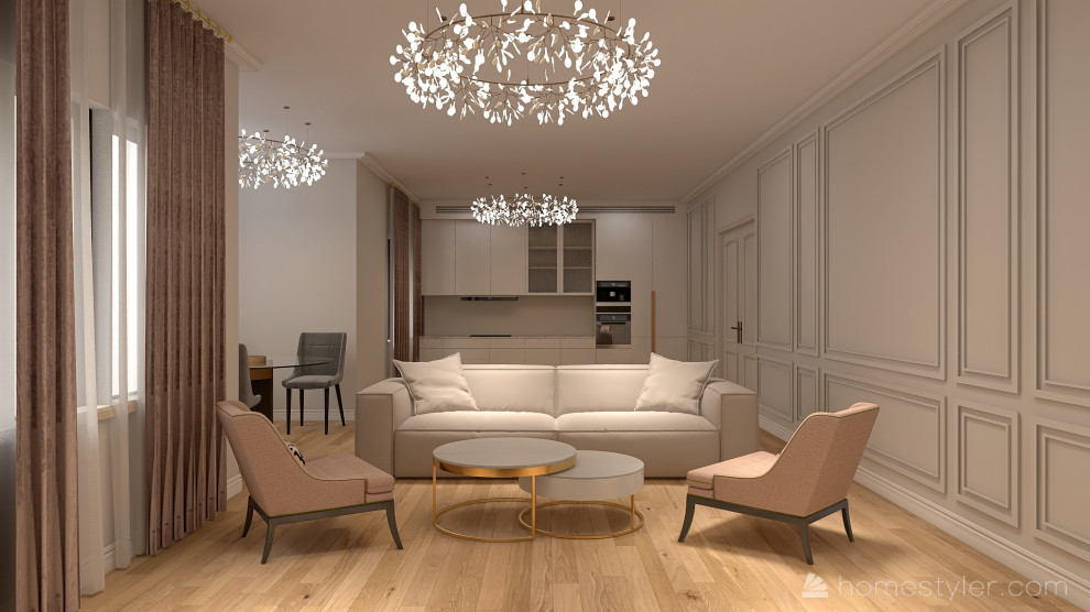 Кухня-гостинная в стиле неоклассика