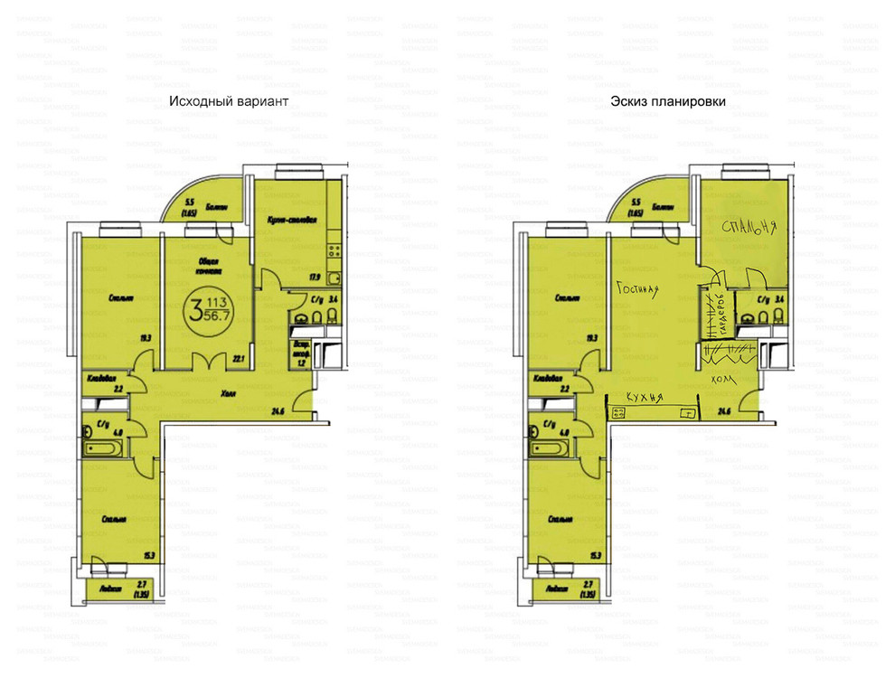 Идеи перепланировки для многокомнатных квартир
