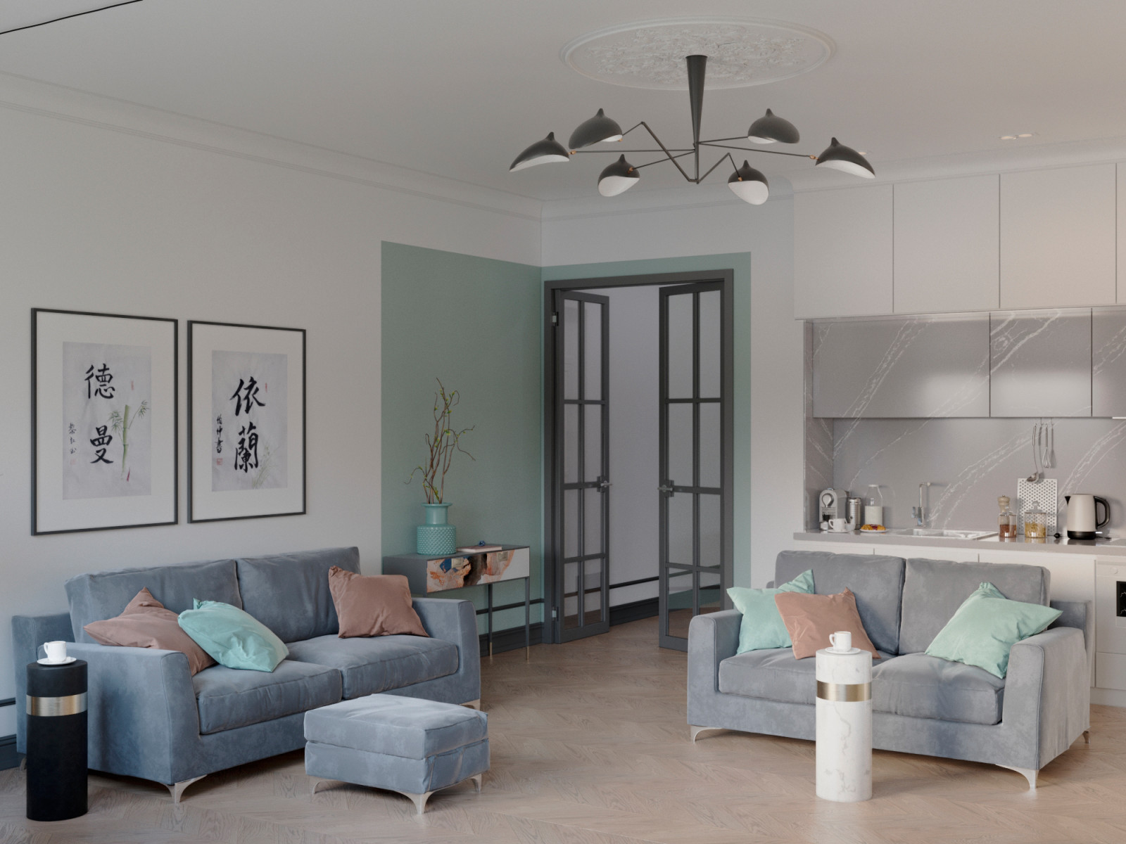 Дизайн-проект трехкомнатной квартиры в ЖК "Платинум"