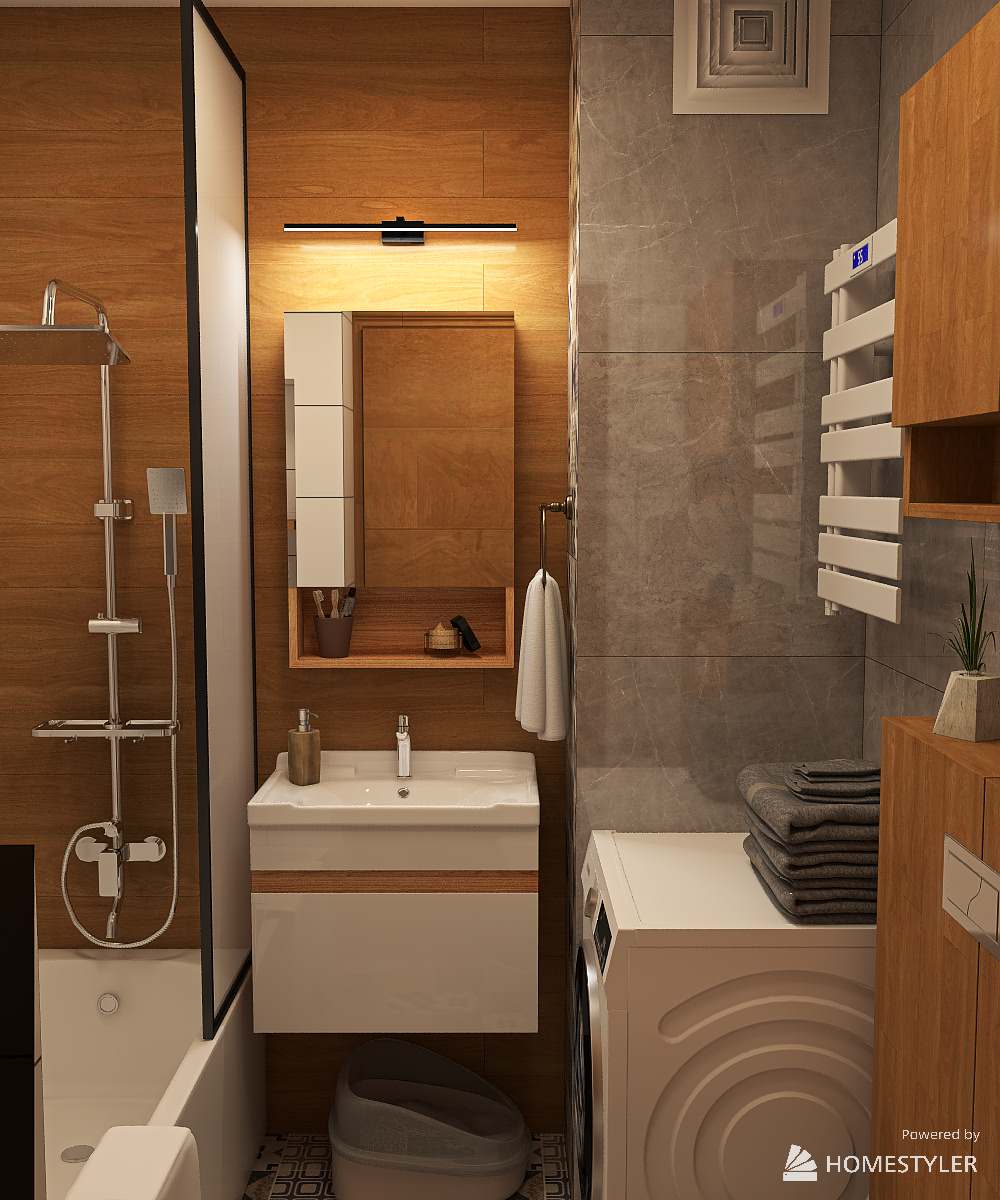 Обложка проекта: Квартира-студия с кроватью на подиуме для семейной пары