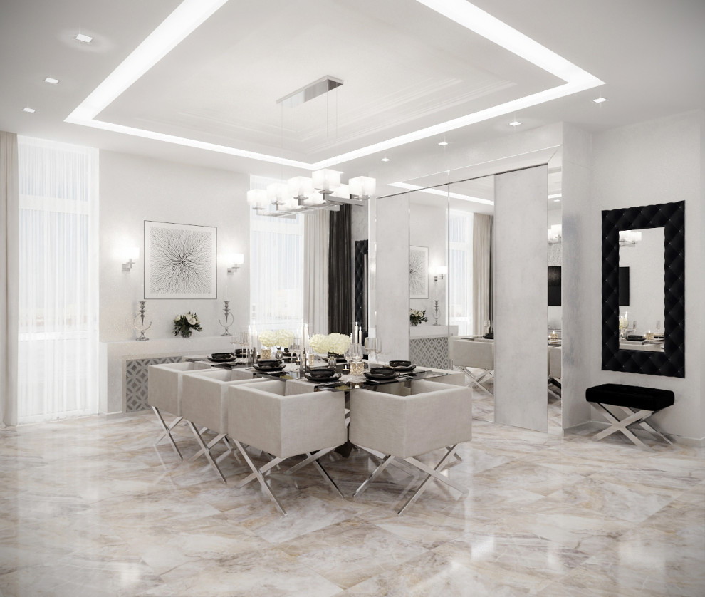 Гостиная и столовая в частном доме