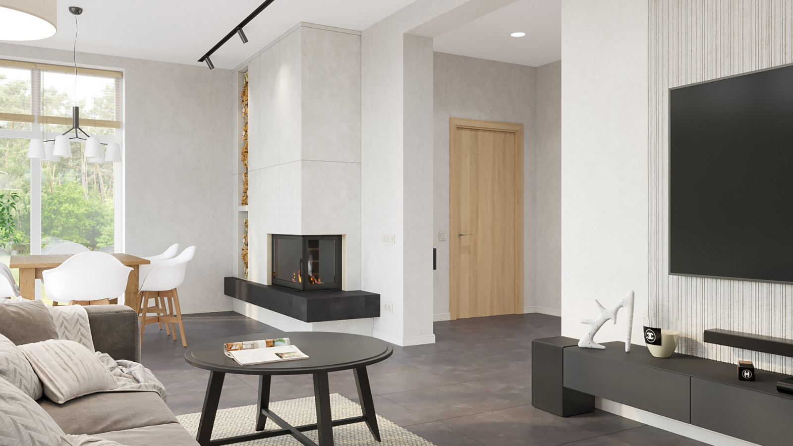 Барнхауз с мансардными окнами в серых оттенках