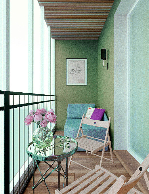 Светлая и разноцветная квартира для молодой девушки.