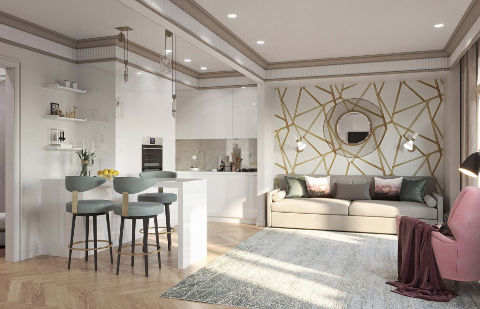 Дизайн интерьера квартиры-студии для современной модной девушки