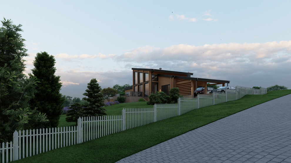 Комбинированный дом из клееного бруса