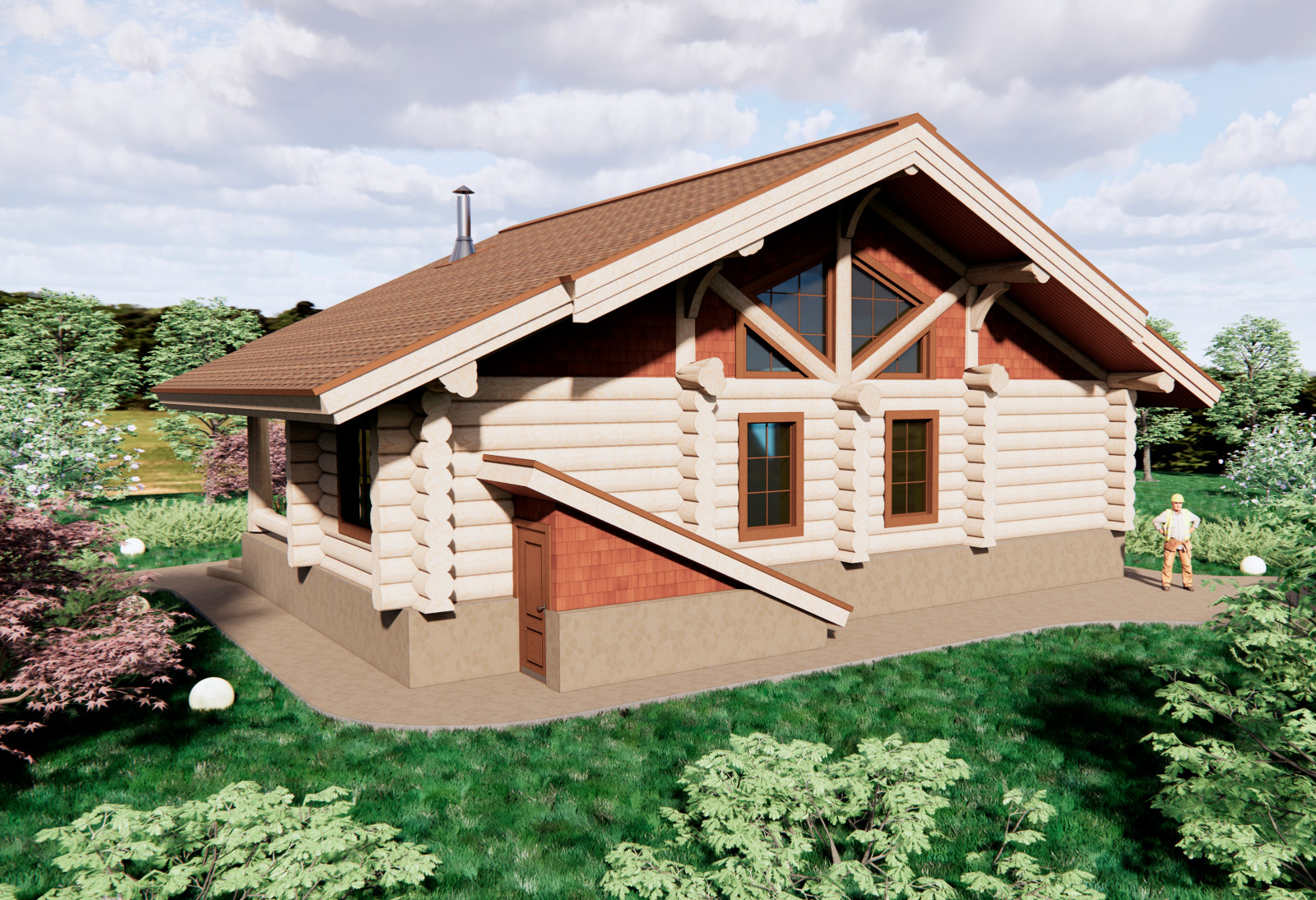 Жилой дом 124 кв.м из бревна ручной рубки