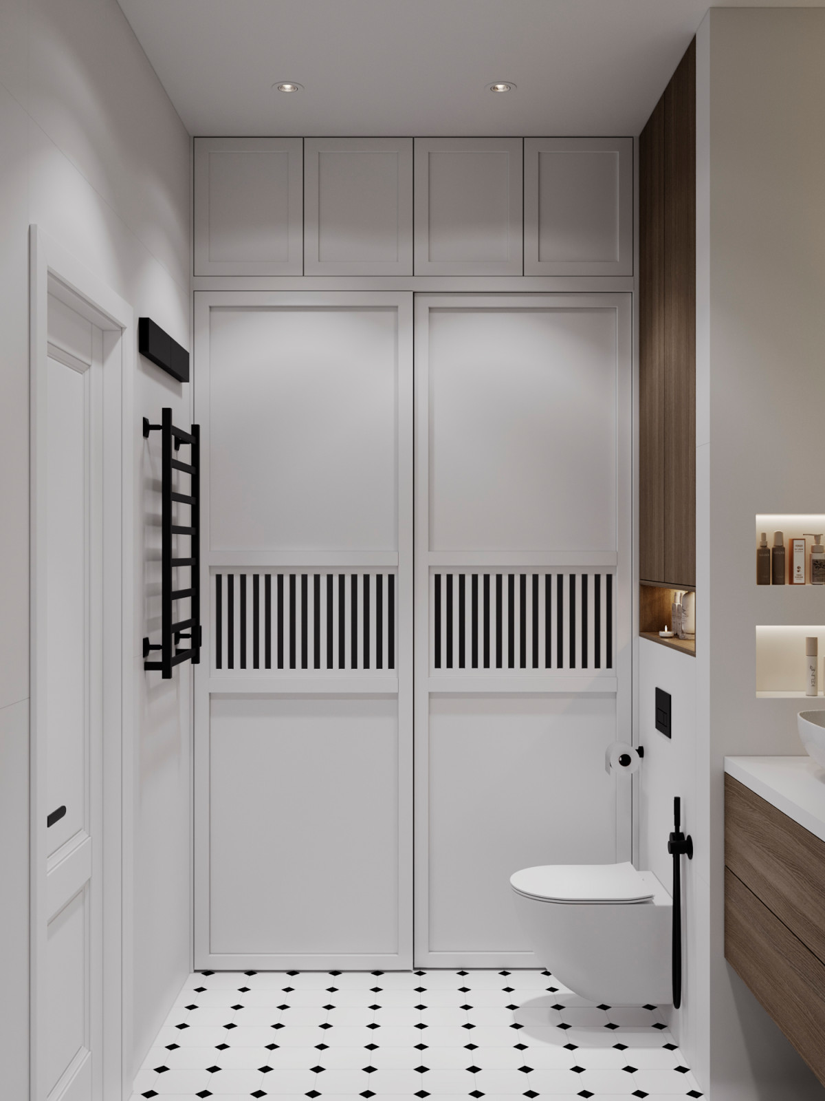 Светлый интерьер с цветовыми акцентами в ЖК Level Стрешнево