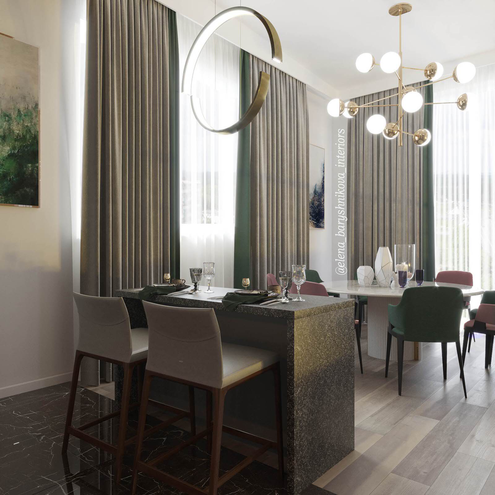 Дизайн проект квартиры 130м2 "Курорт в городе" (Resort in the City)