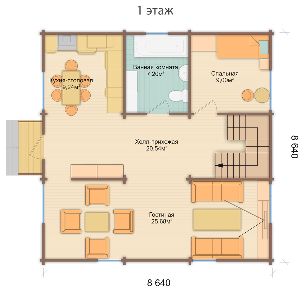 Дом из клеёного бруса сезонного проживания "Комфорт 1"