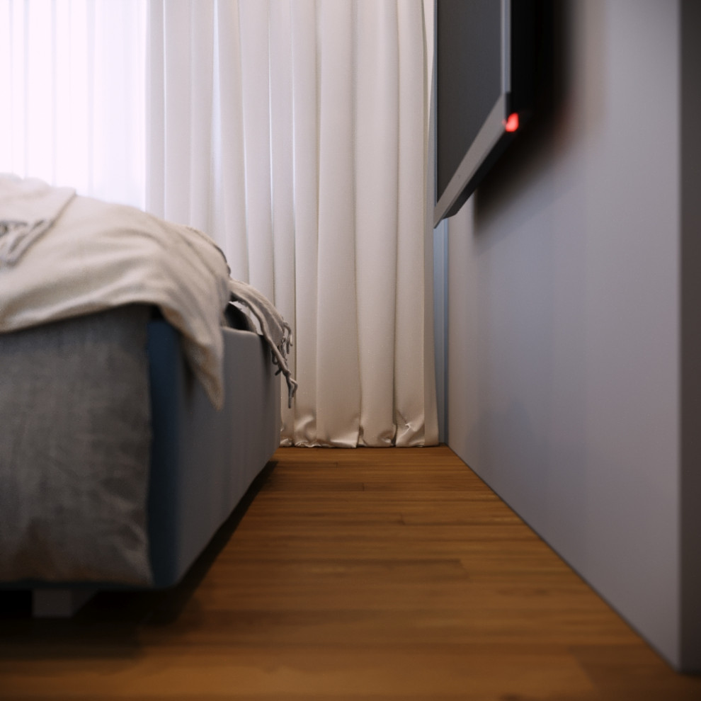 Компактная спальня. Минимализм и дерево.