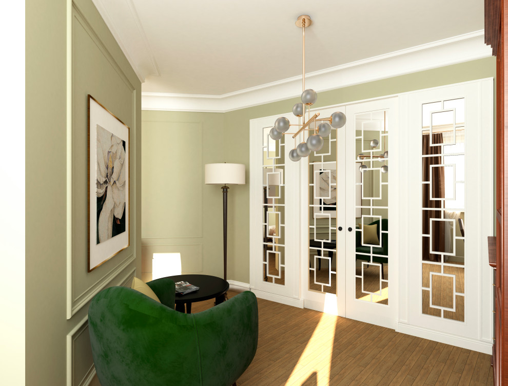 Сложное зонирование: спальня+кабинет+коридор. Обновление лоджии и детской.