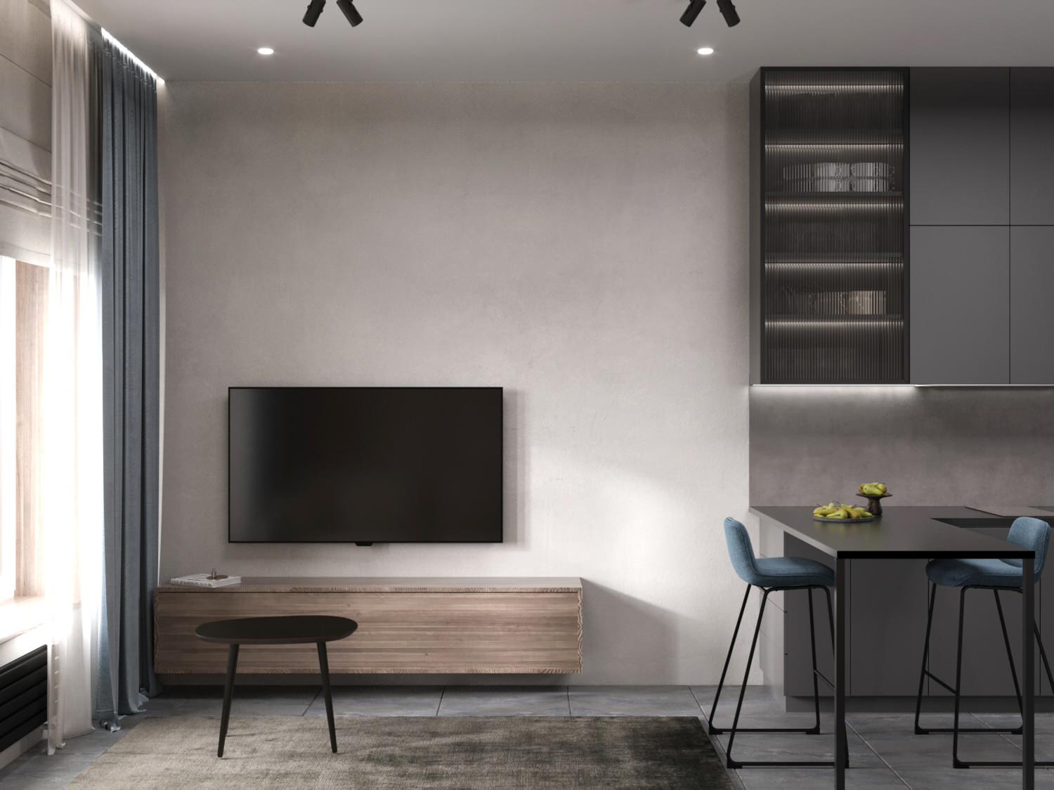 проект 1-комнатной квартиры MINIMALISM & LOFT