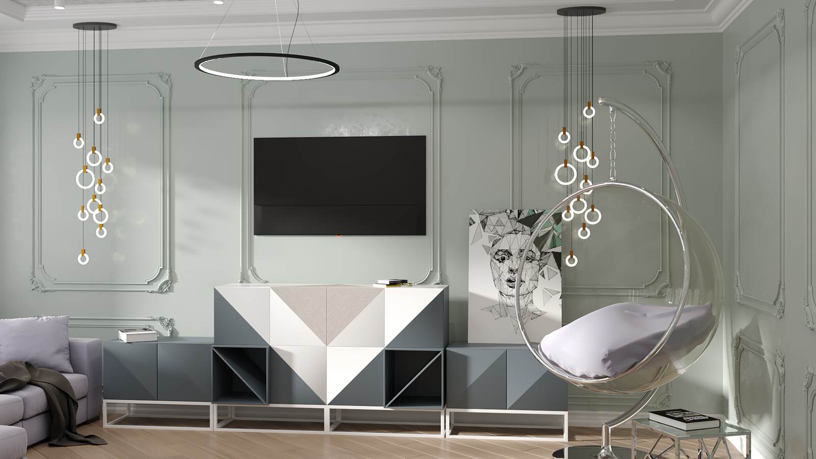 Кухня гостиная в нежных цветах