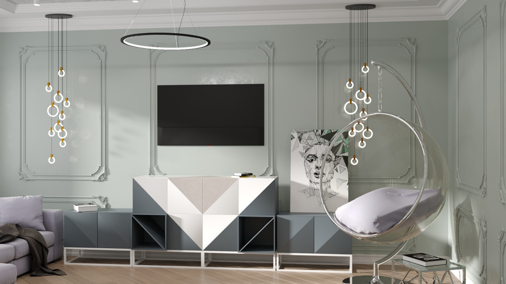 Кухня гостиная в нежных цветах