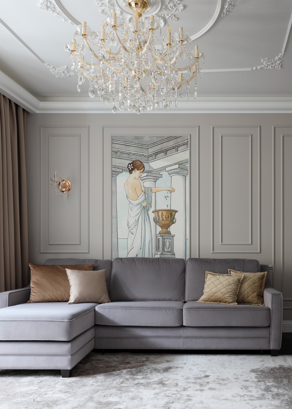 Реализованный дизайн-проект квартиры 90 кв.м.в стиле неоклассика