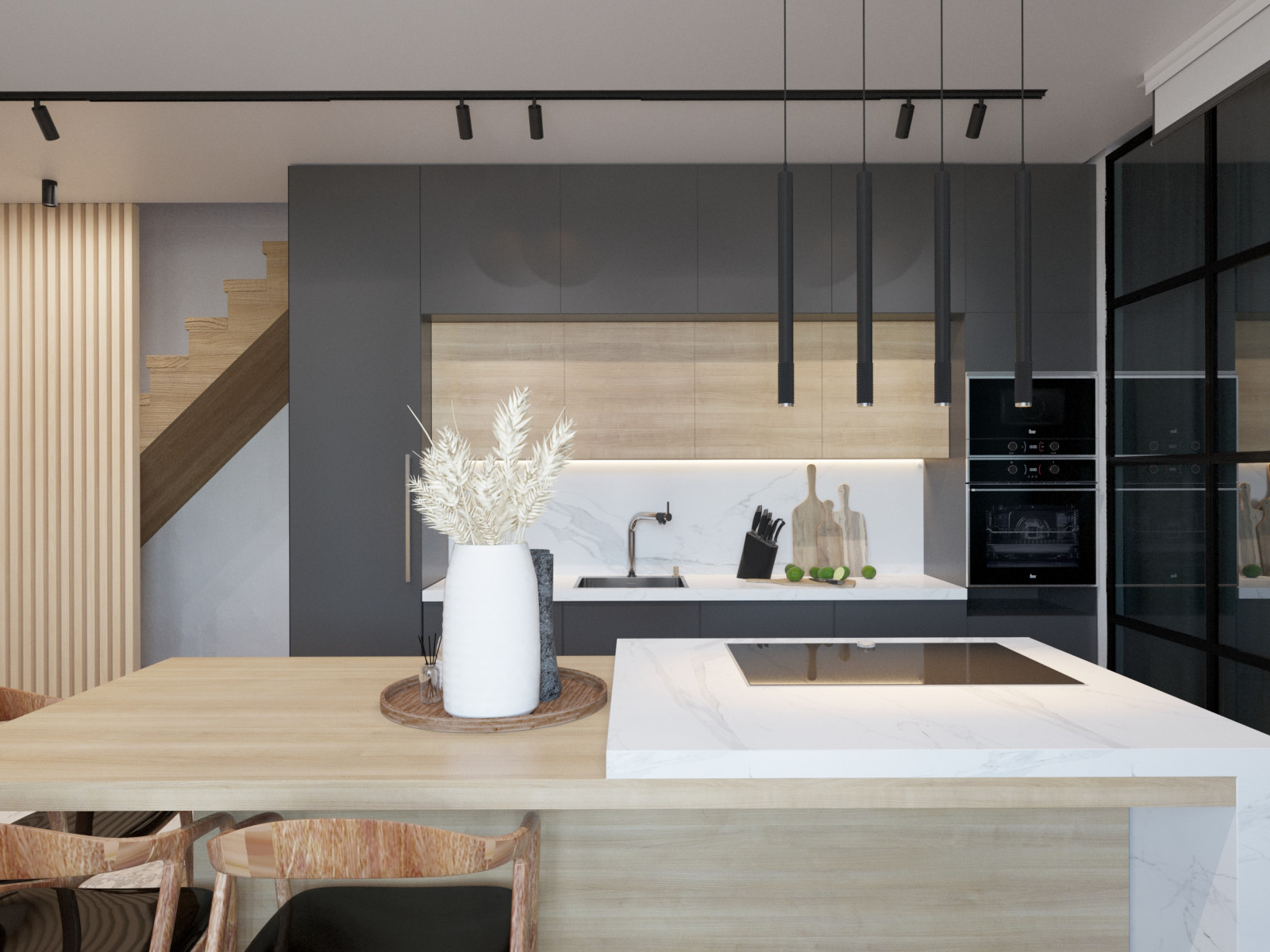 Современный интерьер двухуровневой квартиры 2