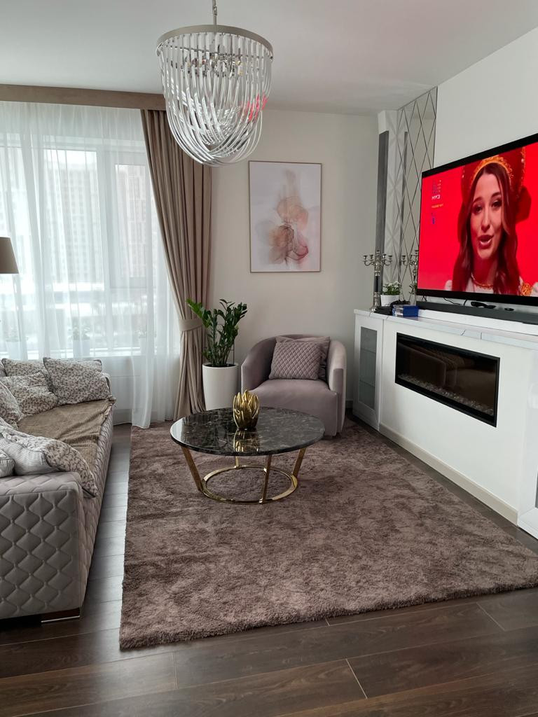 Фото готового интерьера кухни-гостиной ЖК Ботанический сад г. Москва