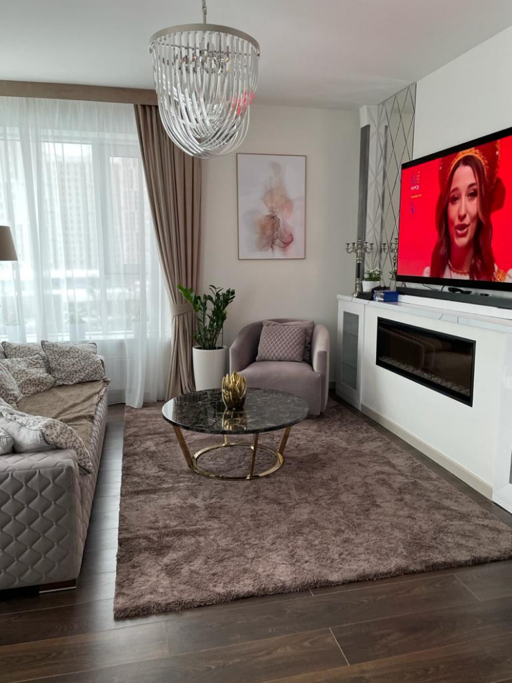 Фото готового интерьера кухни-гостиной ЖК Ботанический сад г. Москва